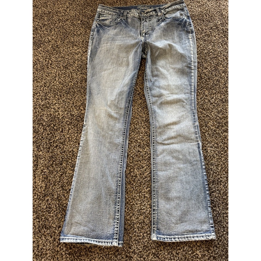 Revolt Women's Size 14 Light Wash Embellished Embroidered Bootcut Jeans